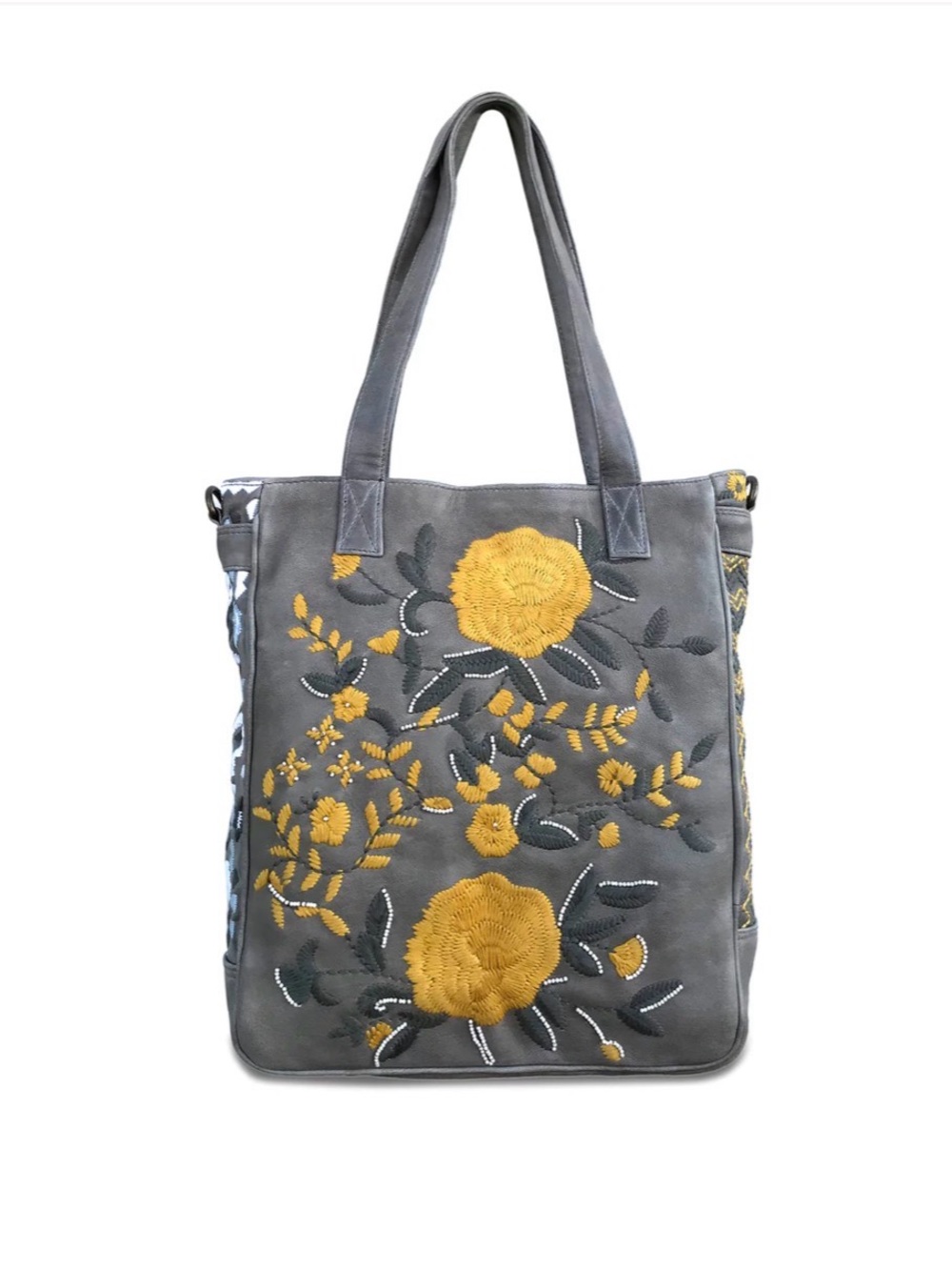 Old Trend Modern Vintage Tote Bag with Yellow Floral Embroidery Floral Sol Tote